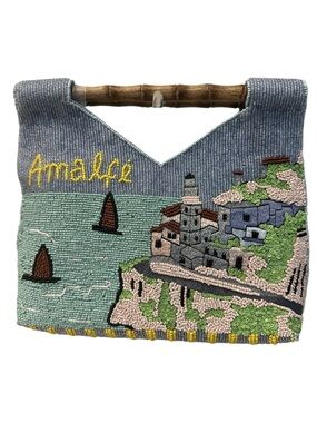 NWT Amalfi Beaded Coastal Scene Top-Handle Bag
